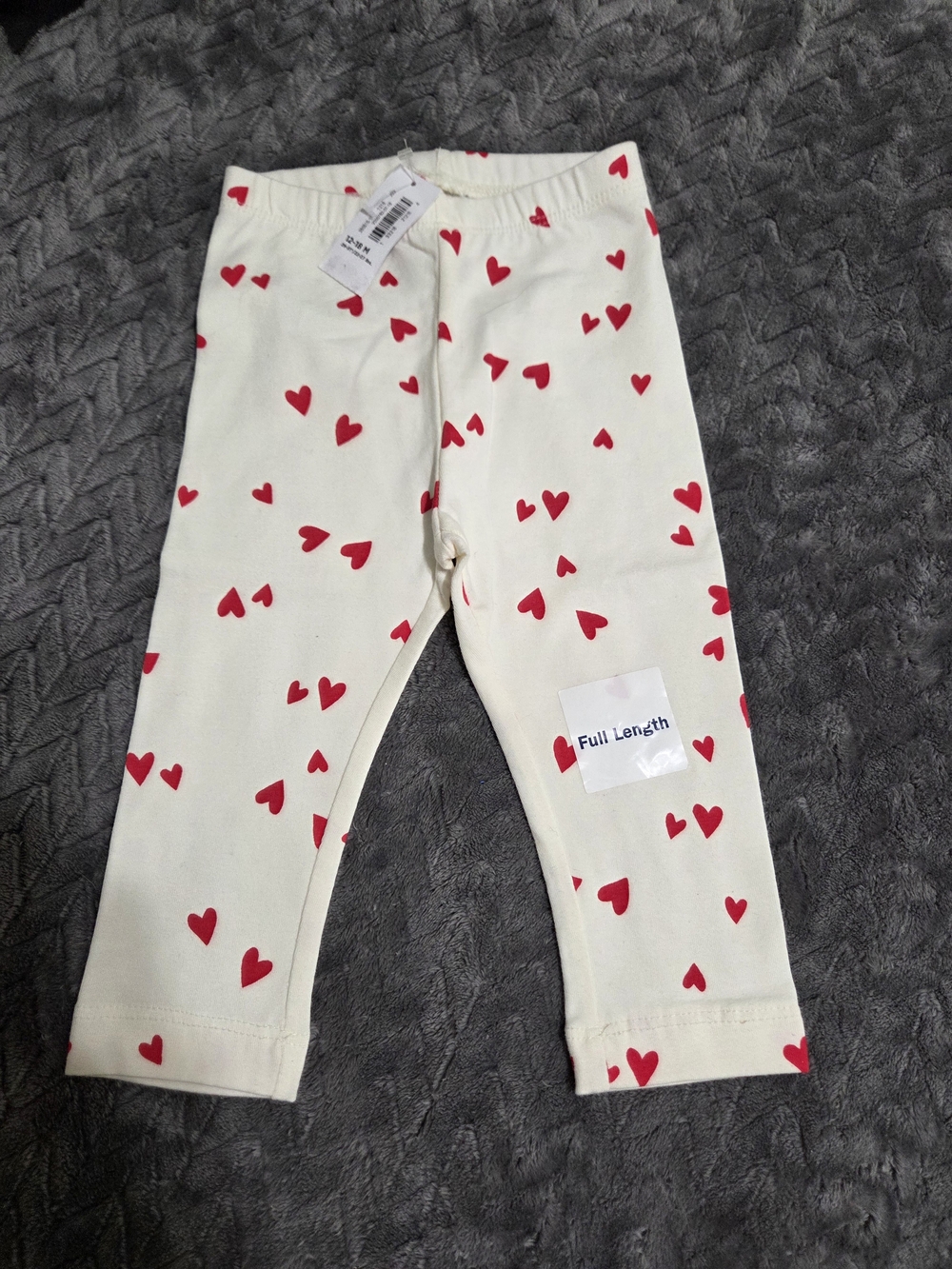 Old Navy Cream Leggings with Red Heart Print